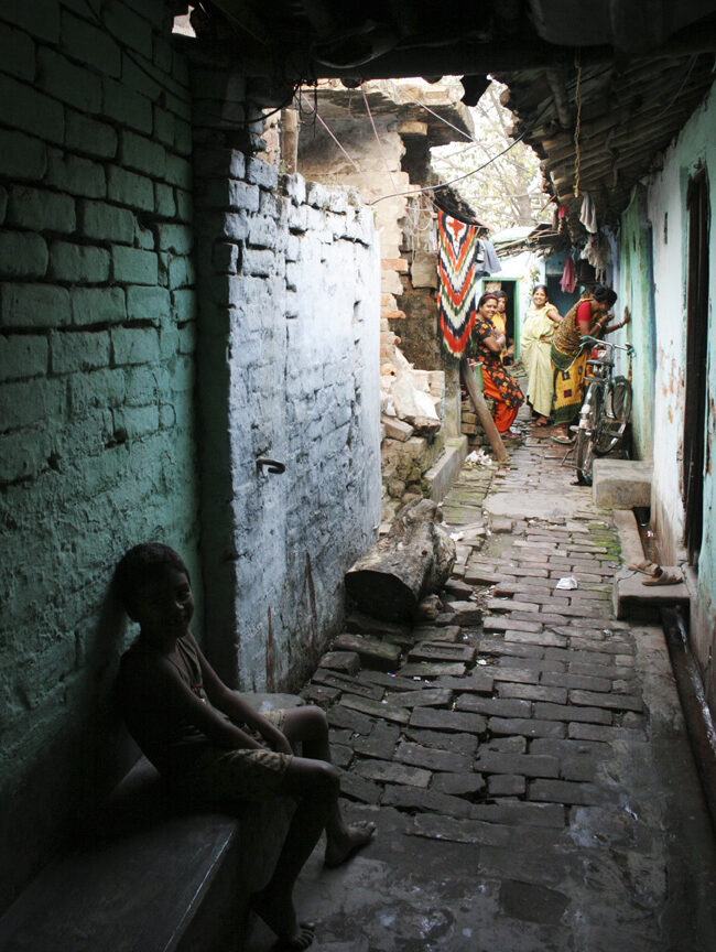 A collage series set in a red light district—evoking space, absence, and anonymity, with no faces or personal identity